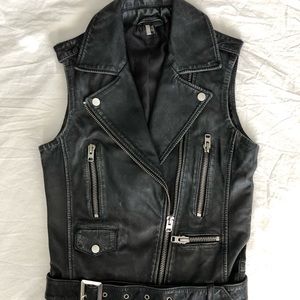Topshop real leather Moto vest, distressed